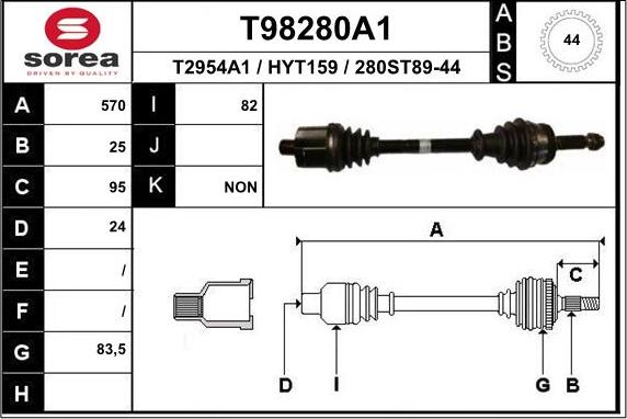 EAI T98280A1 - Приводний вал autocars.com.ua