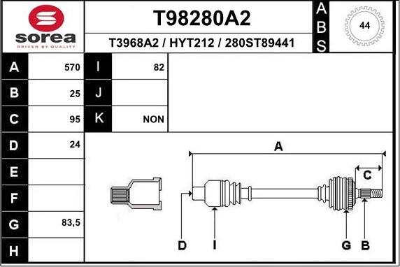 EAI T98280A2 - Приводний вал autocars.com.ua