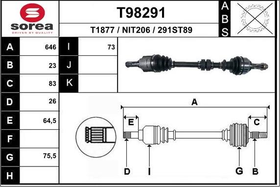 EAI T98291 - Приводной вал autodnr.net