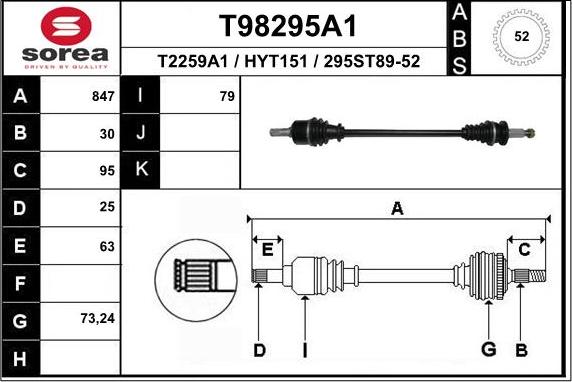 EAI T98295A1 - Приводний вал autocars.com.ua