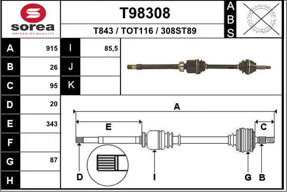 EAI T98308 - Приводной вал autodnr.net