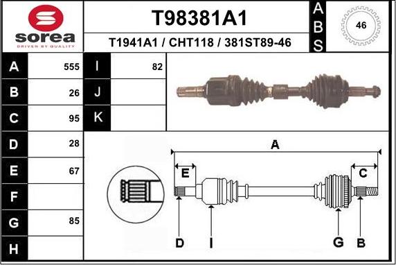 EAI T98381A1 - Приводной вал avtokuzovplus.com.ua