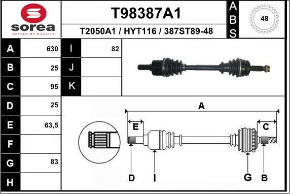 EAI T98387A1 - Приводний вал autocars.com.ua