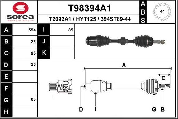 EAI T98394A1 - Приводной вал avtokuzovplus.com.ua