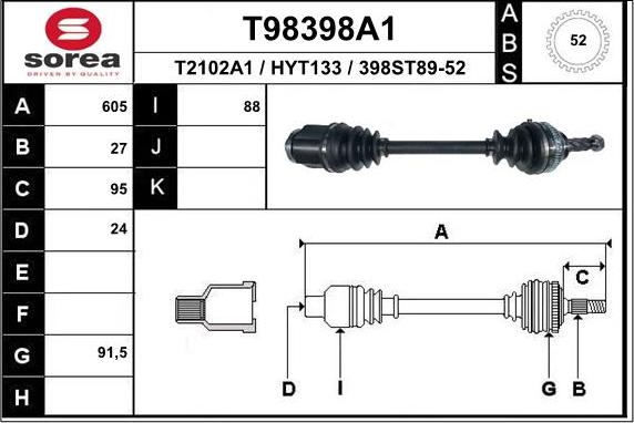 EAI T98398A1 - Приводний вал autocars.com.ua