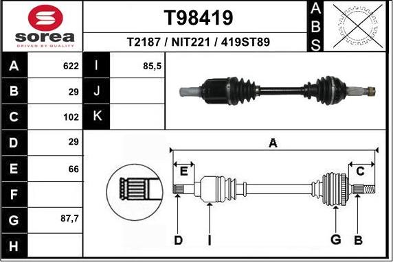 EAI T98419 - Приводной вал avtokuzovplus.com.ua