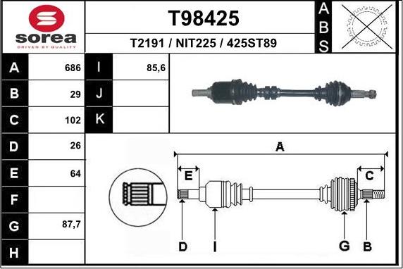 EAI T98425 - Приводной вал autodnr.net