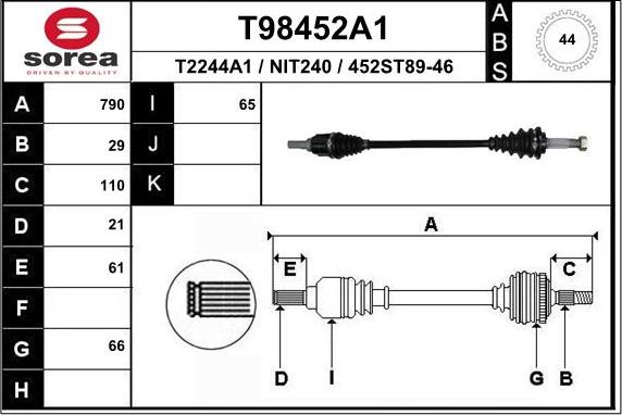 EAI T98452A1 - Приводной вал avtokuzovplus.com.ua