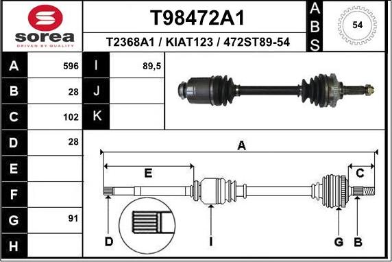 EAI T98472A1 - Приводний вал autocars.com.ua