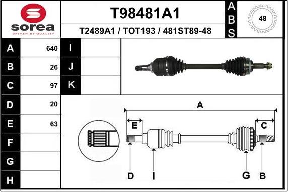 EAI T98481A1 - Приводний вал autocars.com.ua