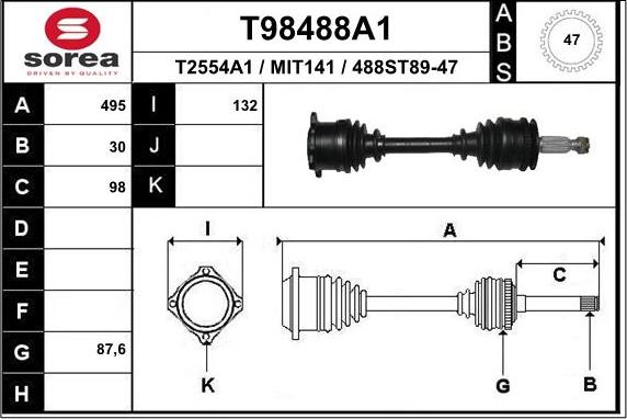 EAI T98488A1 - Приводний вал autocars.com.ua