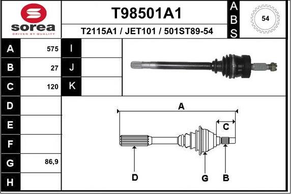 EAI T98501A1 - Приводной вал autodnr.net