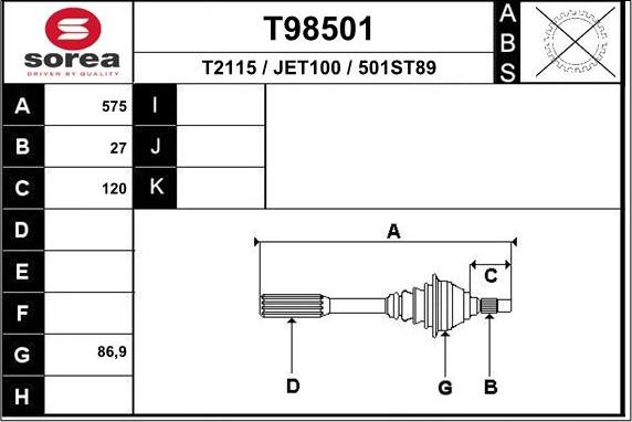 EAI T98501 - Приводной вал autodnr.net