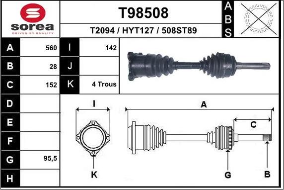 EAI T98508 - Приводной вал avtokuzovplus.com.ua