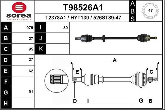 EAI T98526A1 - Приводной вал avtokuzovplus.com.ua