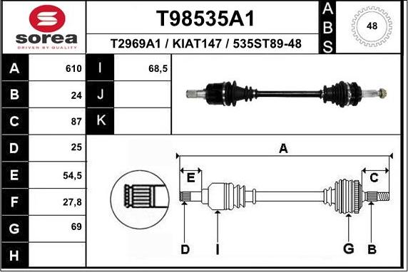 EAI T98535A1 - Приводний вал autocars.com.ua