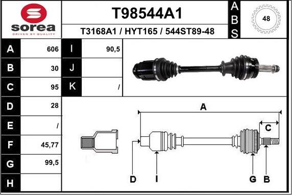 EAI T98544A1 - Приводний вал autocars.com.ua