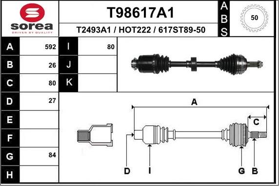 EAI T98617A1 - Приводний вал autocars.com.ua