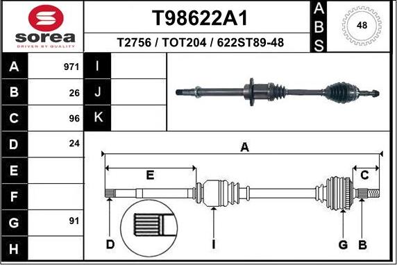 EAI T98622A1 - Приводной вал avtokuzovplus.com.ua