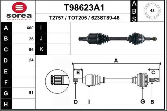 EAI T98623A1 - Приводной вал avtokuzovplus.com.ua