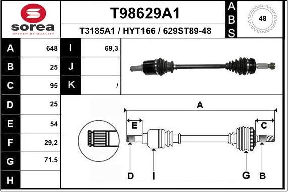 EAI T98629A1 - Приводной вал avtokuzovplus.com.ua