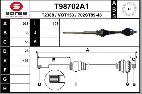 EAI T98702A1 - Приводной вал avtokuzovplus.com.ua