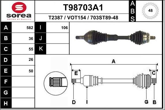 EAI T98703A1 - Приводний вал autocars.com.ua