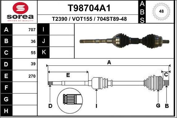 EAI T98704A1 - Приводной вал avtokuzovplus.com.ua