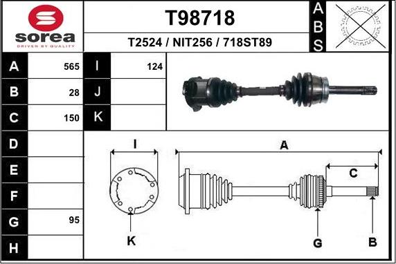 EAI T98718 - Приводний вал autocars.com.ua