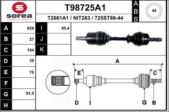 EAI T98725A1 - Приводний вал autocars.com.ua