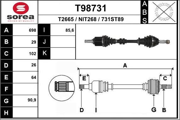 EAI T98731 - Приводной вал autodnr.net