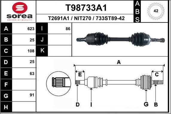 EAI T98733A1 - Приводной вал avtokuzovplus.com.ua