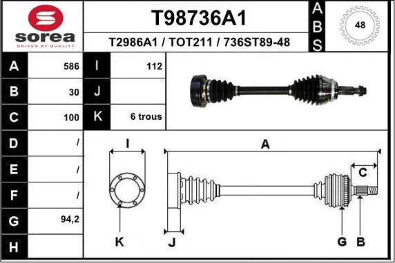 EAI T98736A1 - Приводний вал autocars.com.ua