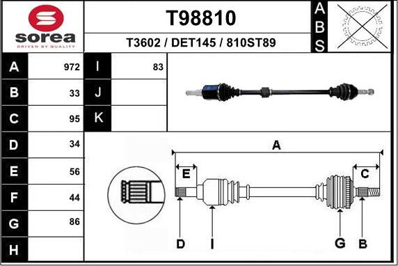 EAI T98810 - Приводний вал autocars.com.ua