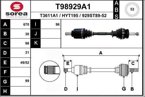 EAI T98929A1 - Приводной вал autodnr.net