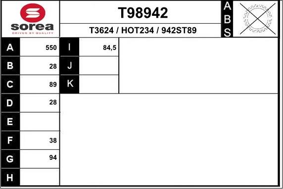 EAI T98942 - Приводной вал avtokuzovplus.com.ua