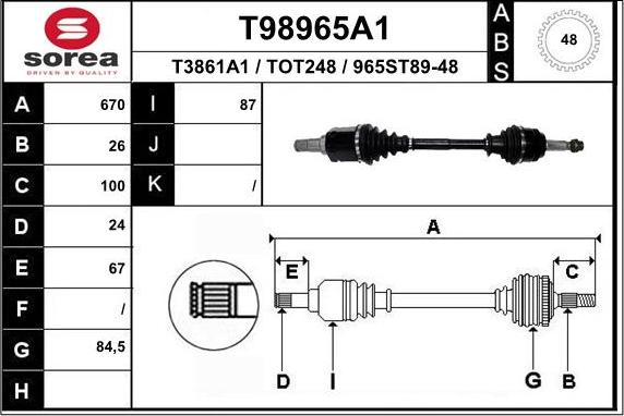 EAI T98965A1 - Приводной вал avtokuzovplus.com.ua