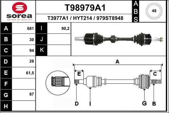 EAI T98979A1 - Приводний вал autocars.com.ua