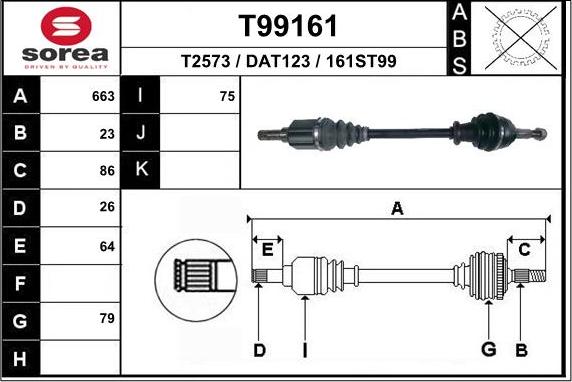 EAI T99161 - Приводний вал autocars.com.ua