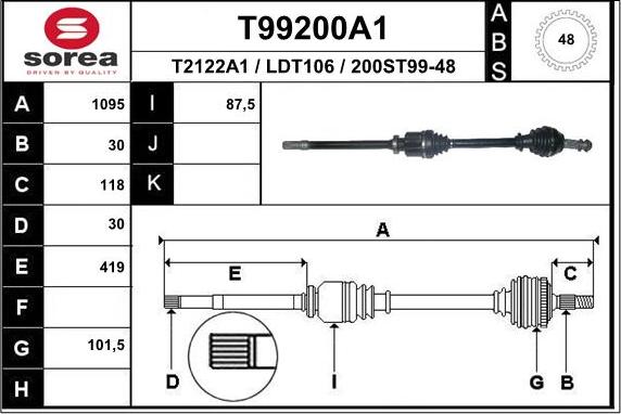 EAI T99200A1 - Приводной вал avtokuzovplus.com.ua