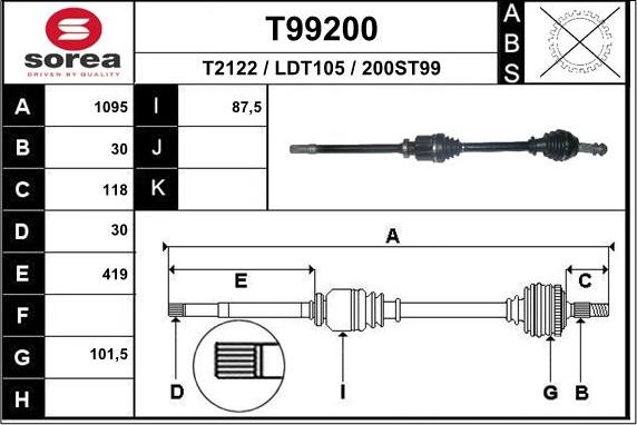 EAI T99200 - Приводной вал avtokuzovplus.com.ua