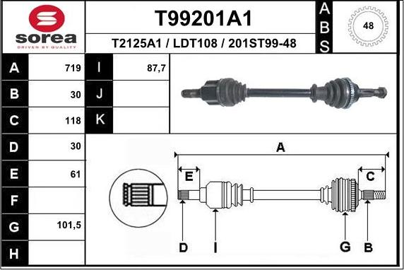 EAI T99201A1 - Приводний вал autocars.com.ua