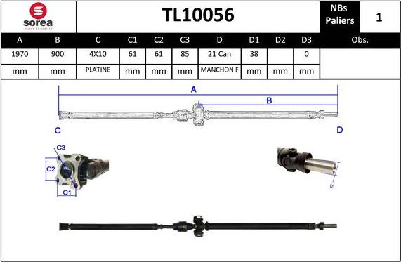 EAI TL10056 - Карданный вал, главная передача avtokuzovplus.com.ua