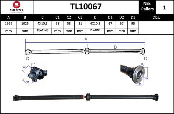 EAI TL10067 - Карданный вал, главная передача avtokuzovplus.com.ua