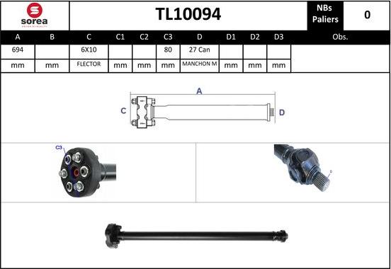 EAI TL10094 - Карданний вал, головна передача autocars.com.ua