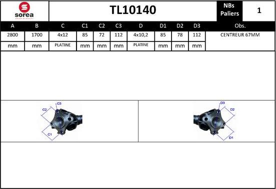 EAI TL10140 - Карданний вал, головна передача autocars.com.ua