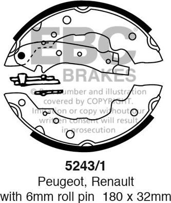 EBC Brakes 5243/1 - Комплект гальм, барабанний механізм autocars.com.ua