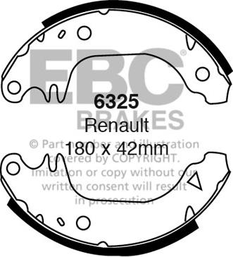 EBC Brakes 6325 - Комплект тормозных колодок, барабанные avtokuzovplus.com.ua