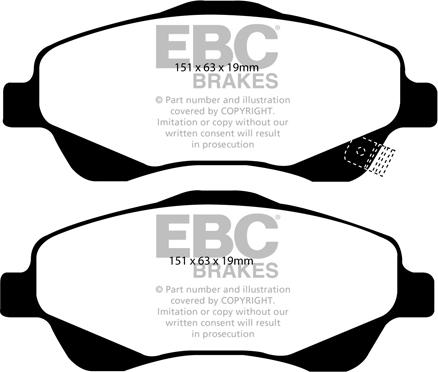 EBC Brakes DP1499 - Гальмівні колодки, дискові гальма autocars.com.ua