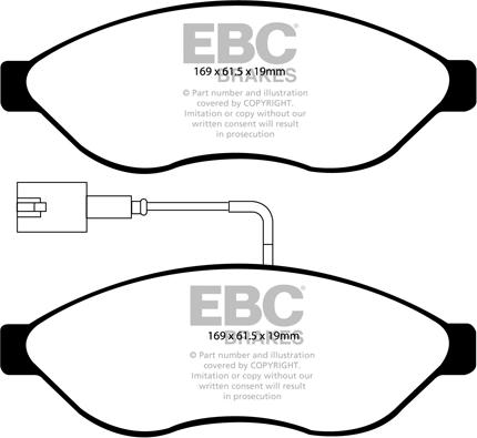 EBC Brakes DP1968 - Тормозные колодки, дисковые, комплект avtokuzovplus.com.ua